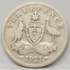 AUSTRALIA 1921M . THREEPENCE . gFINE